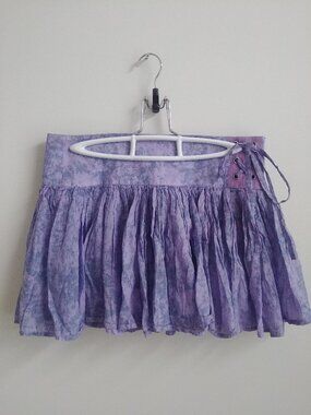 Y2K 100% cotton Armani Exchange ruffle purple blue lavender mini skirt size 4